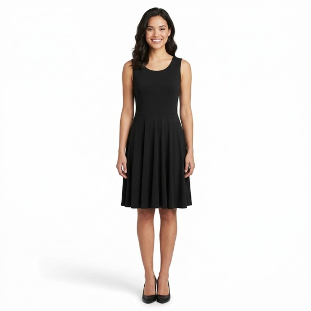 Willi Smith Womens‎ S Black Sleeveless Fit Flare Dress LBD Keyhole Back Skater